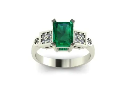 Emerald Diamond Ring Jewellery for Women 3D print model