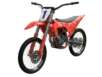 Rusty motocross dirt bike motorcycle Low-poly 3D model