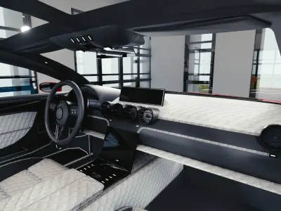 BLENDER EEVEE Brandless Small 4 door hatchback Low-poly 3D model