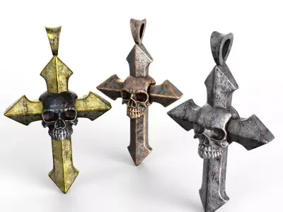 Arrow-shaped Crosses with Skull 3D Model Pack