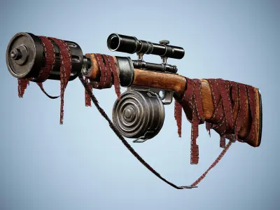 Stylized Rifle 4k PBR   Low-poly 3D model