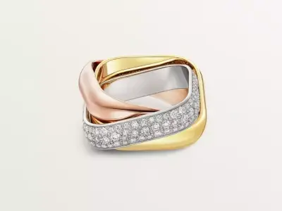 TRI - RING - COUSSIN LARGE SEMI PAVED 3D print model