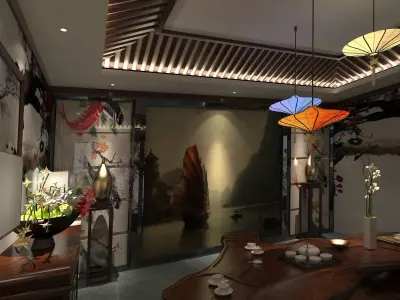 Chinese Red Lantern room 3D model