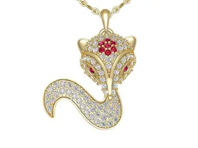 Luxury Fox Pendant with Pave Diamonds Jewelry  1749 3D print model