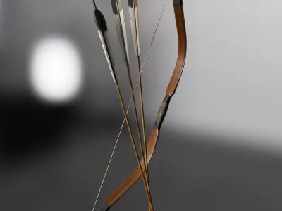 Traditional Manchu bow with rig 3D model