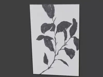 Good Day Framed Black and White Floral Wall Art Print 3D model