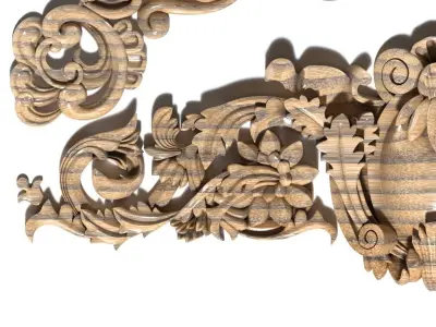 Cartouche-036 carved ornate crown molding 3D model