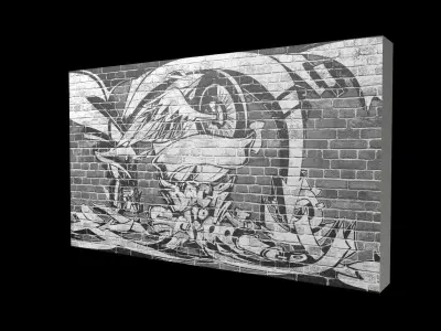  Graffiti wall Low-poly 3D model