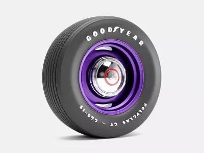 15x8 Mopar Steelie Wheel Goodyear Polyglas G60 Tire 3D print model