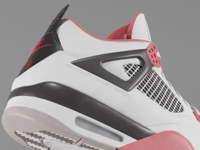 Nike Air Jordan 4 Retro Fire Red Shoe Low-poly 3D model