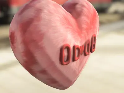 Fluffy Heart Plush Low-poly 3D model