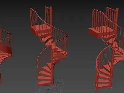 Set of spiral staircases 3D model