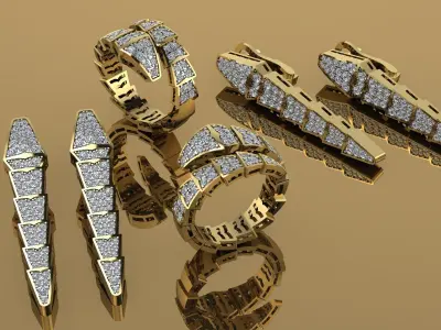 Bvlgari set Earring Ring 3D print model