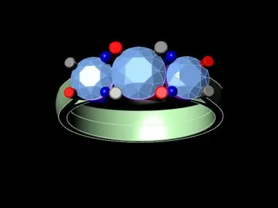 3 Stone Ring Free 3D print model