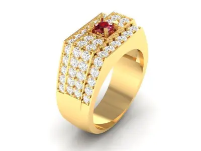 Luxury Emerald Ruby Men Statement Ring Jewelry  387 3D print model