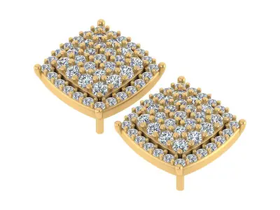 Luxury Iced-Out Cushion-Cut Cluster Diamond Stud Earrings 3D print model