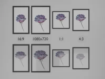 Mockup glass matte picture frames  Low-poly 3D model