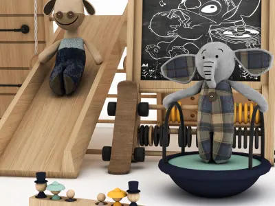 toys and furniture set  Low-poly 3D model