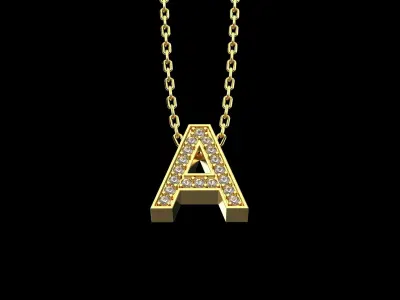 Pendant letter A with stones N13 3D print model
