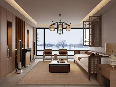 japanese living room dining room interior scenes 05 3D model