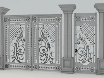 Metal Door for entrance - wrought Iron-luxury Low-poly 3D model