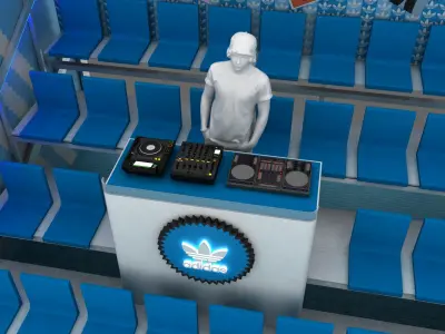 Adidas DJ desk-audience tribune 3D model