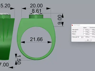 Elegant Mens Ring Gold Jewelry  3D print model