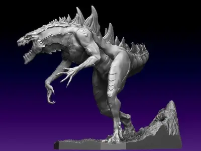 Animated Godzilla statue 3D model