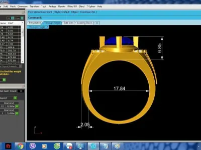 Luxury Men Gemstone Ring 3D Model  1079 3D print model