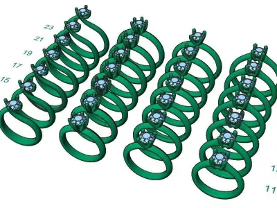 28 solitaire rings 0 75 ct 3D print model