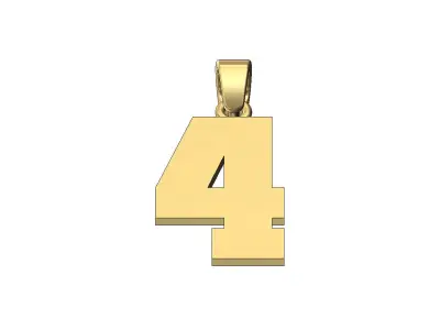 Number 4 four varsity high school letterman pendant charm 3D print model
