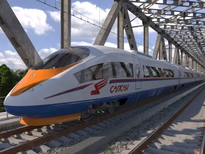 Hi-speed Electric Train Sapsan Siemens Velaro RUS  3D model