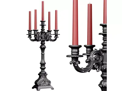 Modern Black Tabletop Candlestick Candle Holder Candelabra 3D model