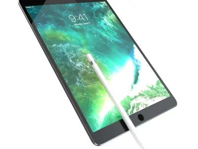 Apple iPad Pro 105 2017  Inch Cellular Space Grey And Pencil 3D model