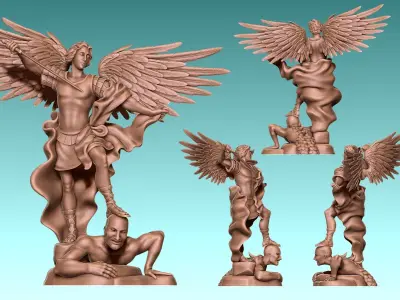 Arch-angel Miguel-Michael-Mikael-Mija-El -- CNC - Wood - Stone 3D print model