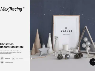 Scandi - Christmas Decoration Set 02 3D model