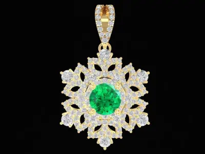 Luxury Snowflake Diamond Pendant  1201 3D print model