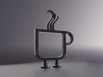 3D Model of a metl  Cup with Legs Free 3D model