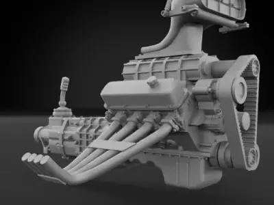 Big Block 460 with Drag Style Supercharger 3D print model