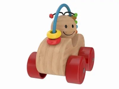 Wooden Car Low-poly 3D model