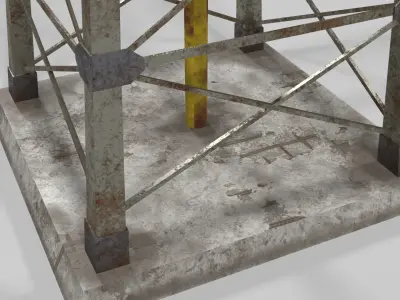 Yellow rusty water tower for game Low-poly 3D model