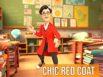 Chic Red Coat Character model pack Low-poly 3D model