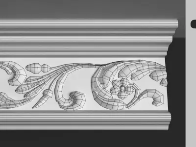 Cornice Moulding 3D Model with Floral Elements 3D model
