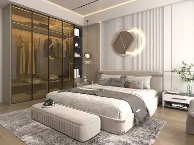 Modern Bedroom Scene 6 3D model
