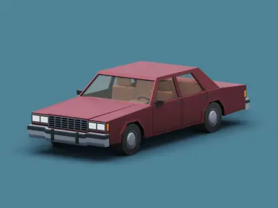 Stylized Cartoon Yellow Taxi Car  Low-poly 3D model