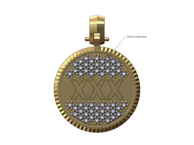 XXX diamond iced fluted bezel pendant with bail 3D print model
