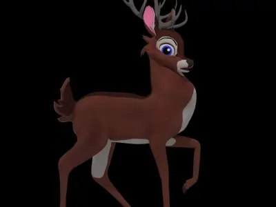 Male White Tail Deer Low-poly 3D model