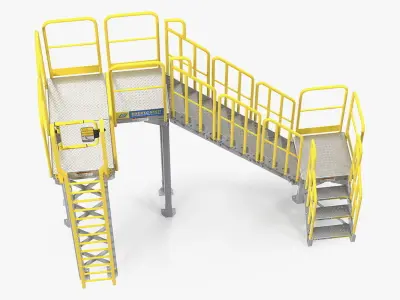 Industrial Steel Catwalk Stairs 3D model