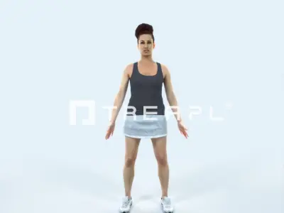 Yearn 01C Animated Rigged Sports Woman Low-poly 3D model