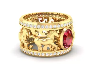 Leo Zodiac Ruby Ring 3D Model  201 3D print model